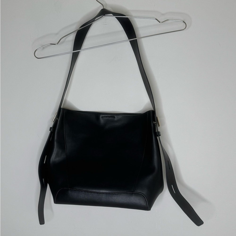 Foxlover Black Hobo Shoulder Bag Bucket Office Career Adjustable Strap New NWT